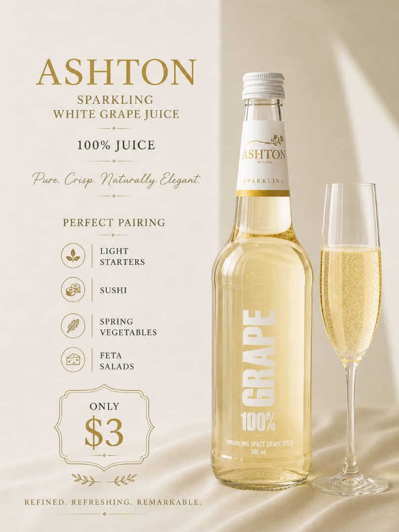 Ashton Sparkling White Grape Juice 340ml