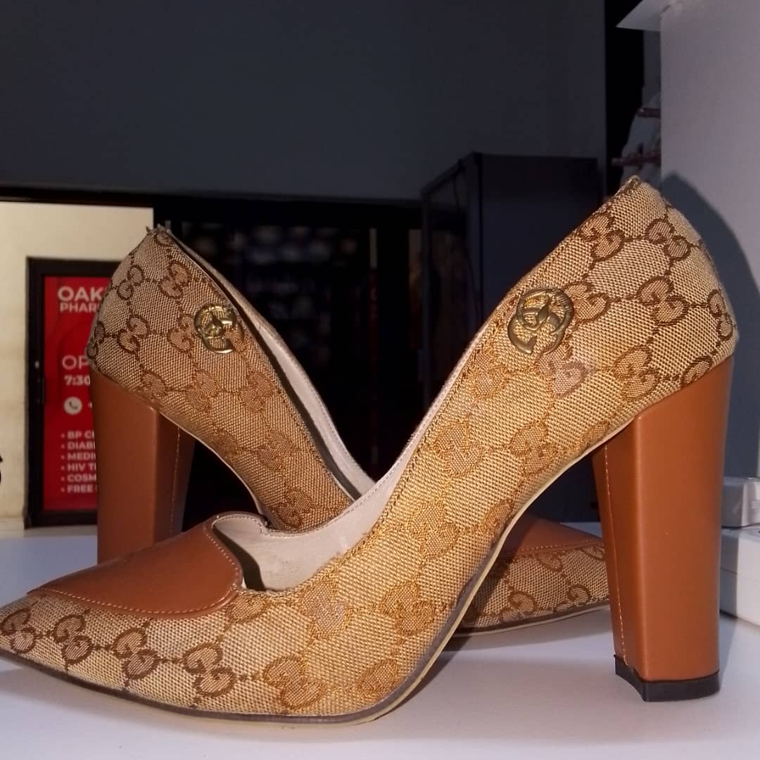 GG Monogram Block Heel Pumps
